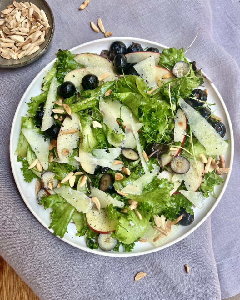 Salad with apples, blueberries and manchego for salads category & All Recipes Category