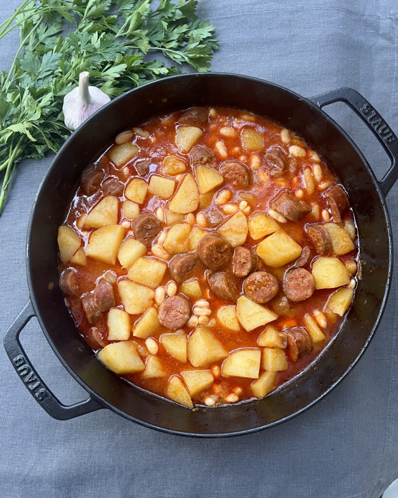 stew with potatoes, chorizo and white beans