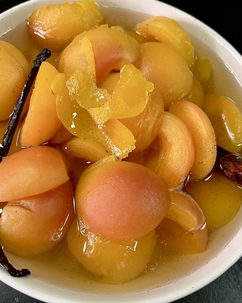 poached apricots in a syrup