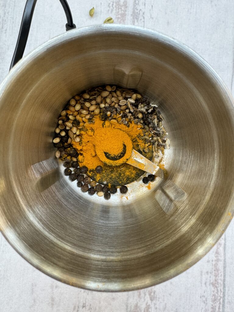 spices for hawaij in spice grinder