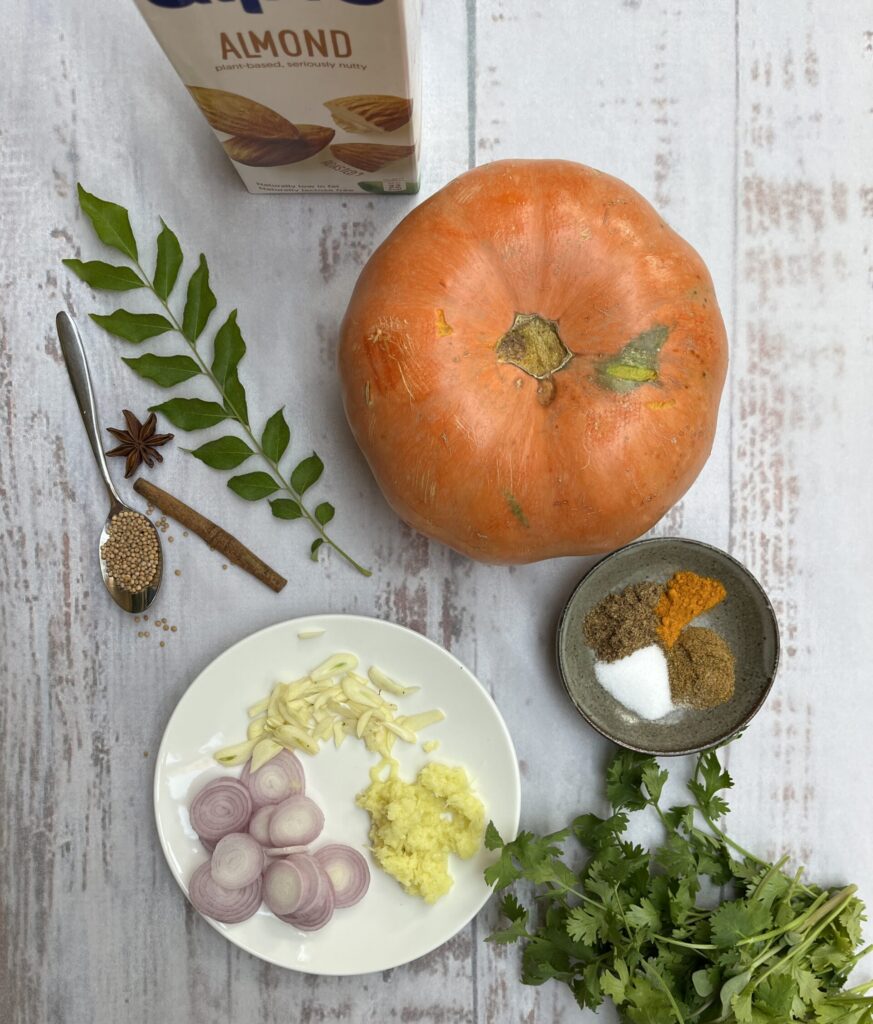 Ingredients for pumpkin curry