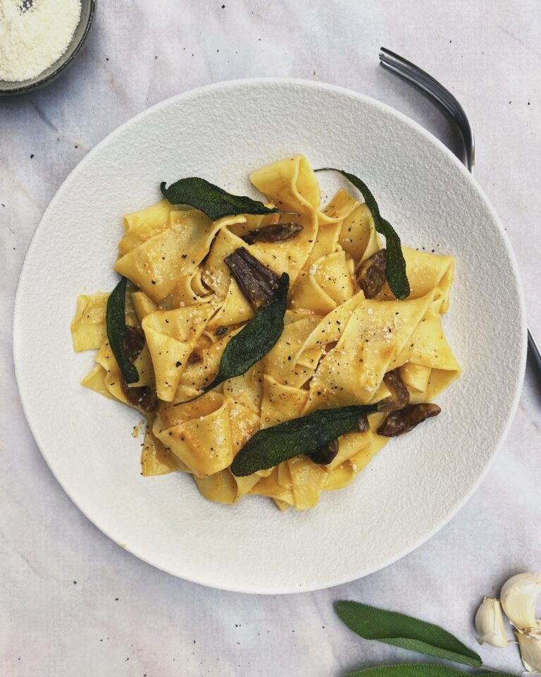 butternut squash and porcini pappardelle with sage