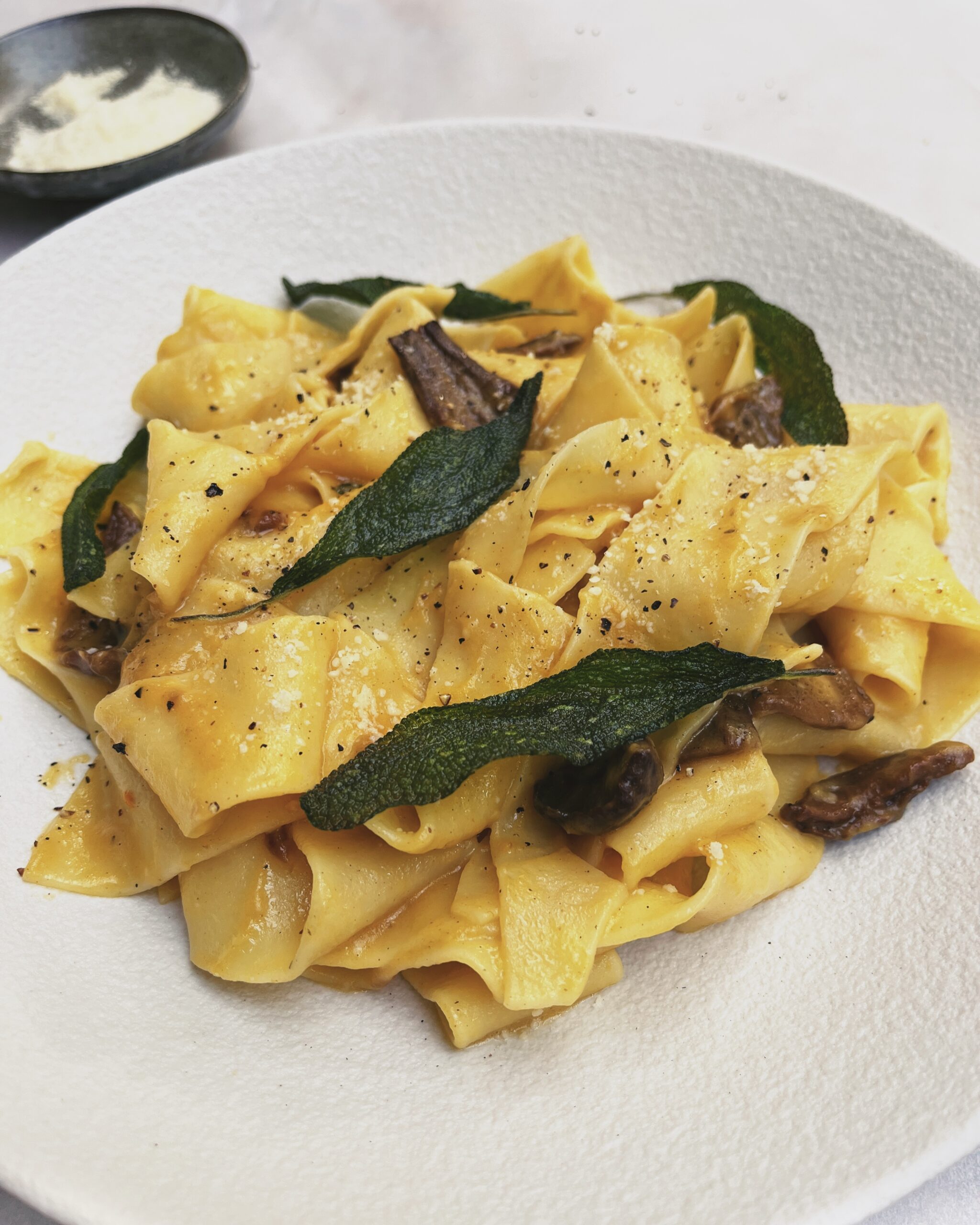 butternut squash and porcini pappardelle with sage