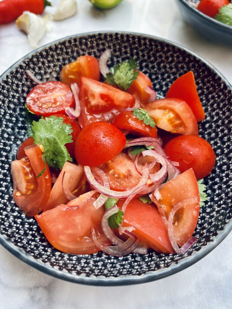 tomato ceviche with ginger and soy sauce