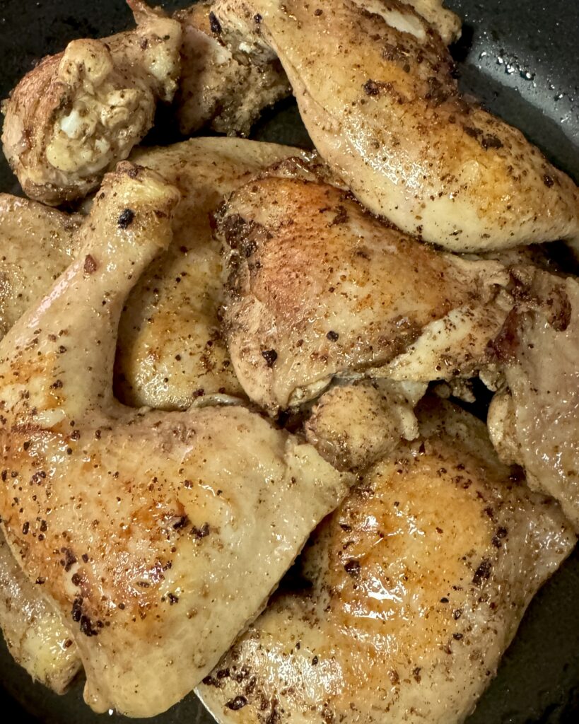 browned chicken parts