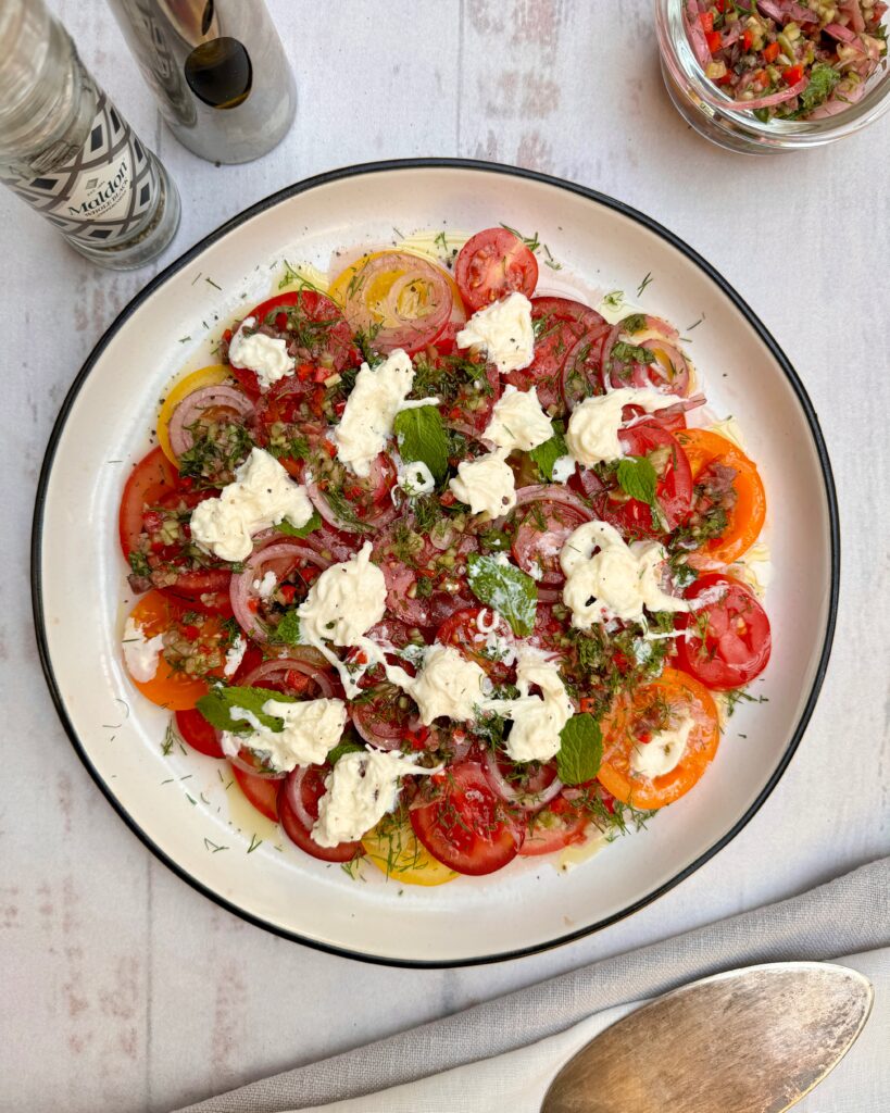 Tomato carpaccio with burrata