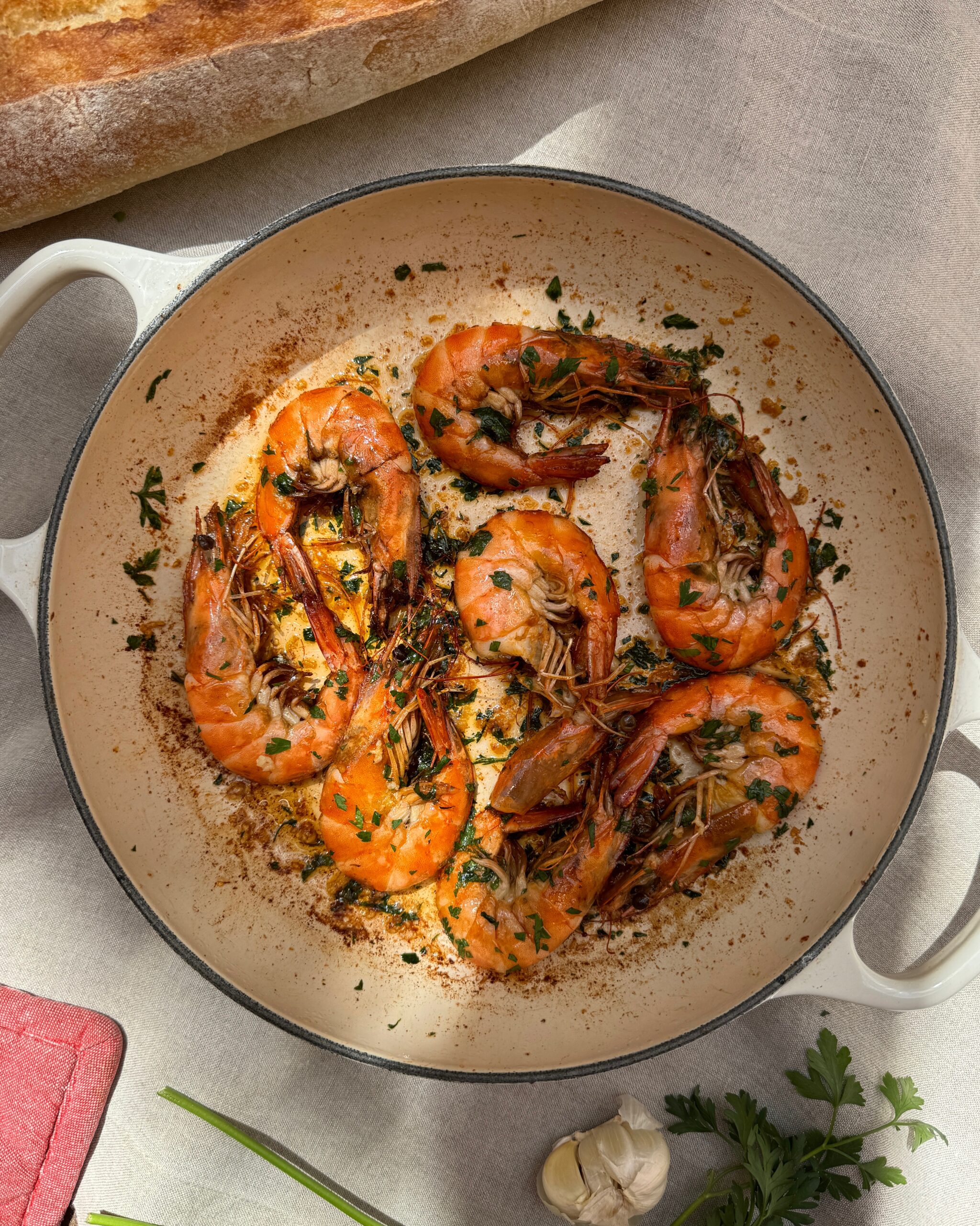 whole prawns in garlic butter with parsley