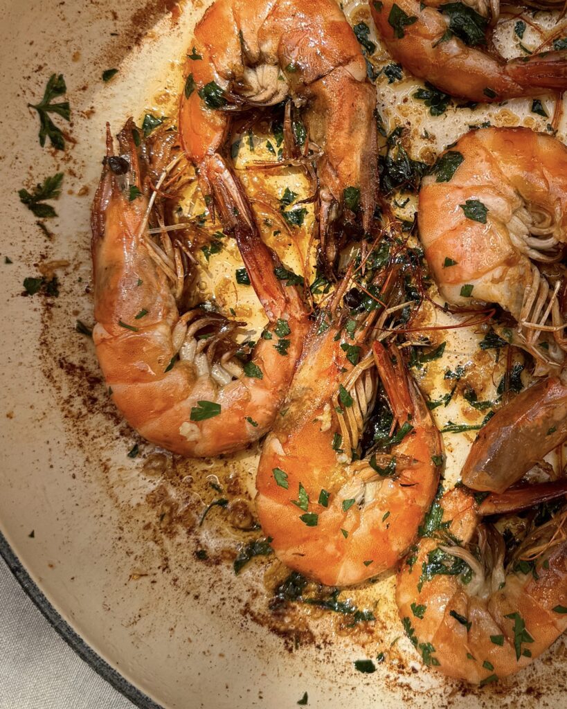 whole prawns with garlic butter and parsley