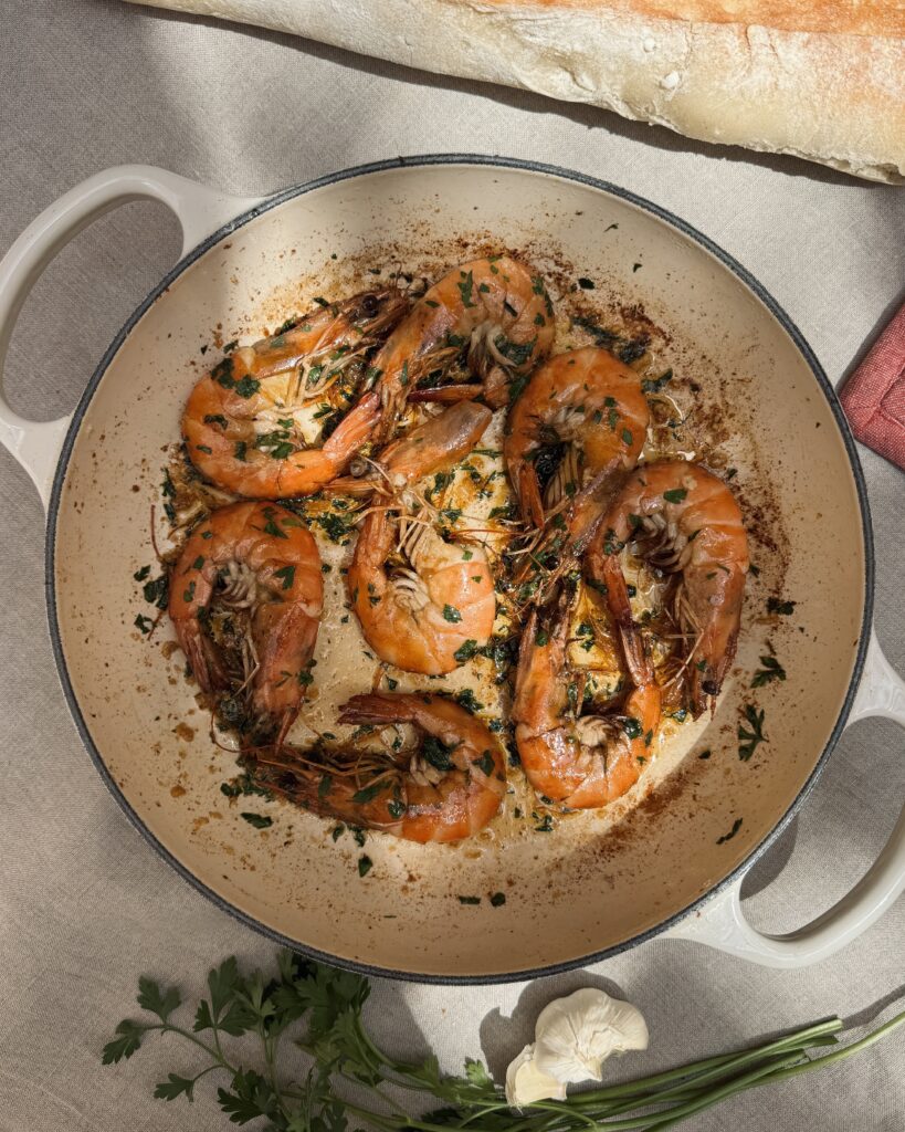 quick prawns with garlic butter and parsley