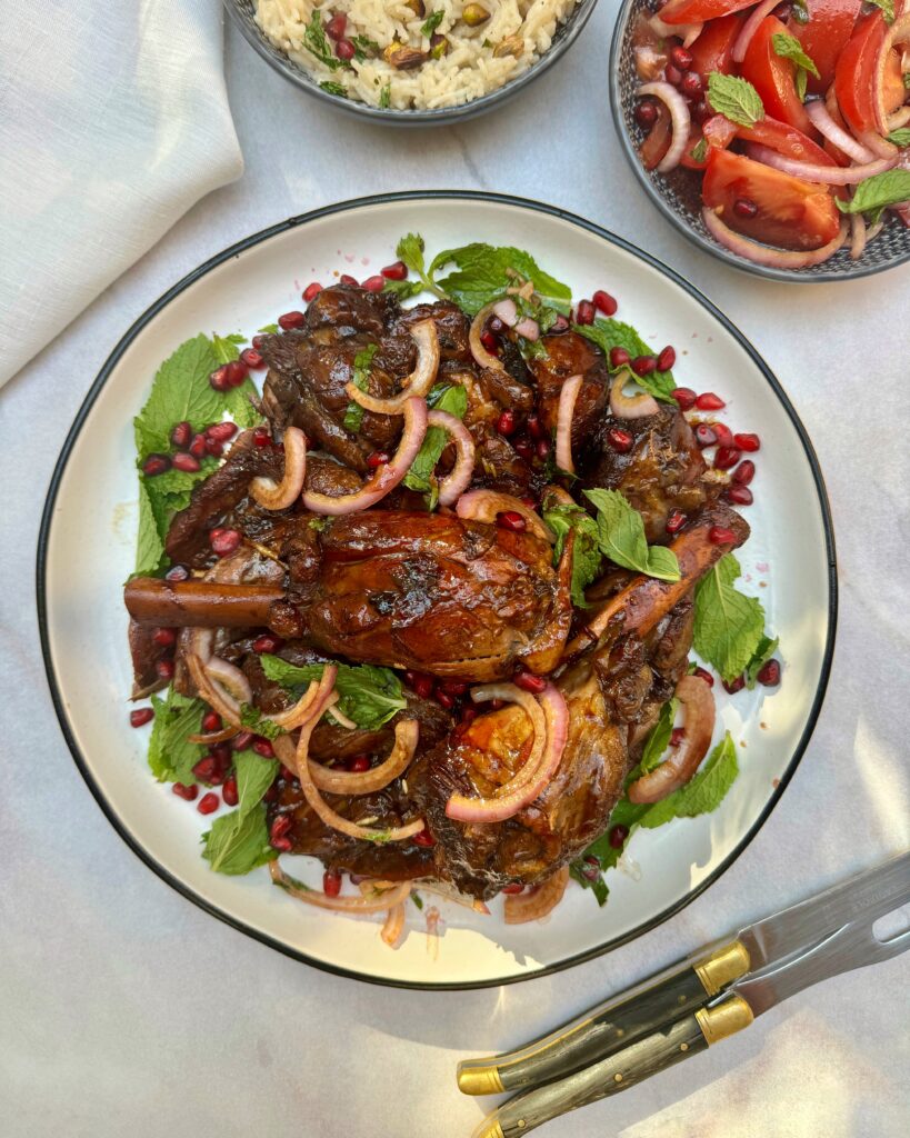 lamb shanks in pomegranate sauce