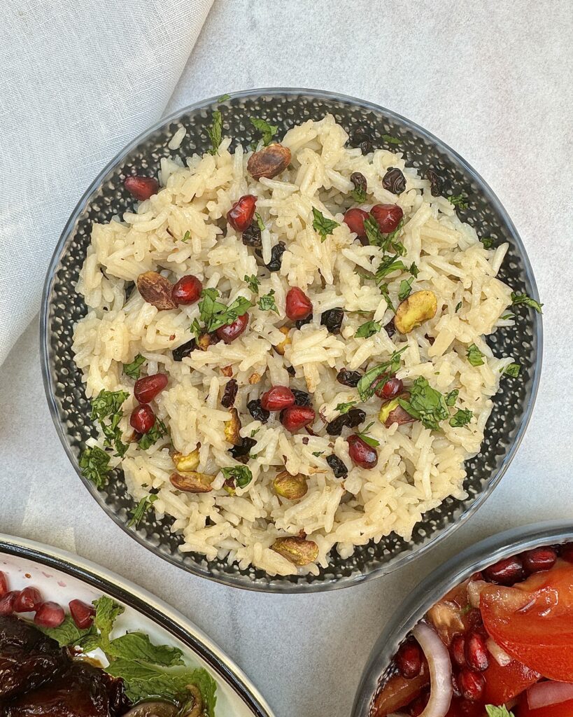 rice with garnishes