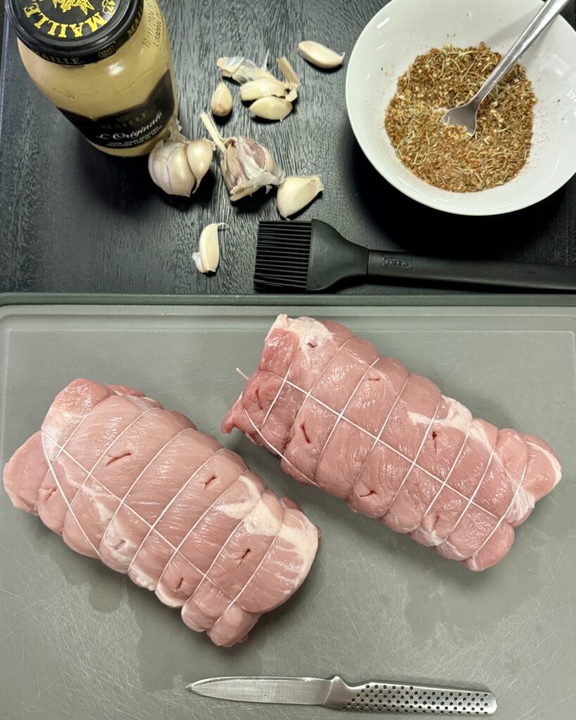 pork shoulder in preparation of cold pork roast